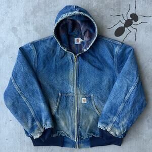 Carhartt JB848 denim blue hooded work wear jacket